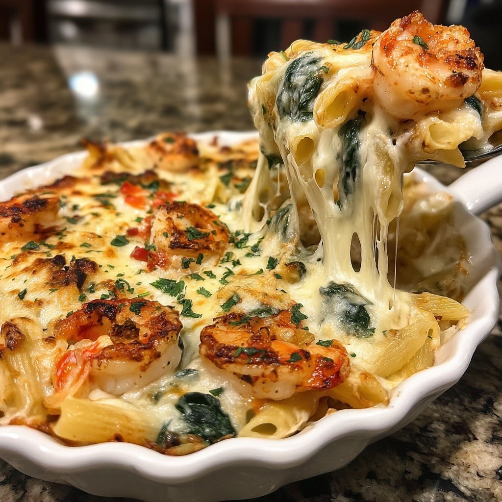 Shrimp and Spinach Pasta Bake