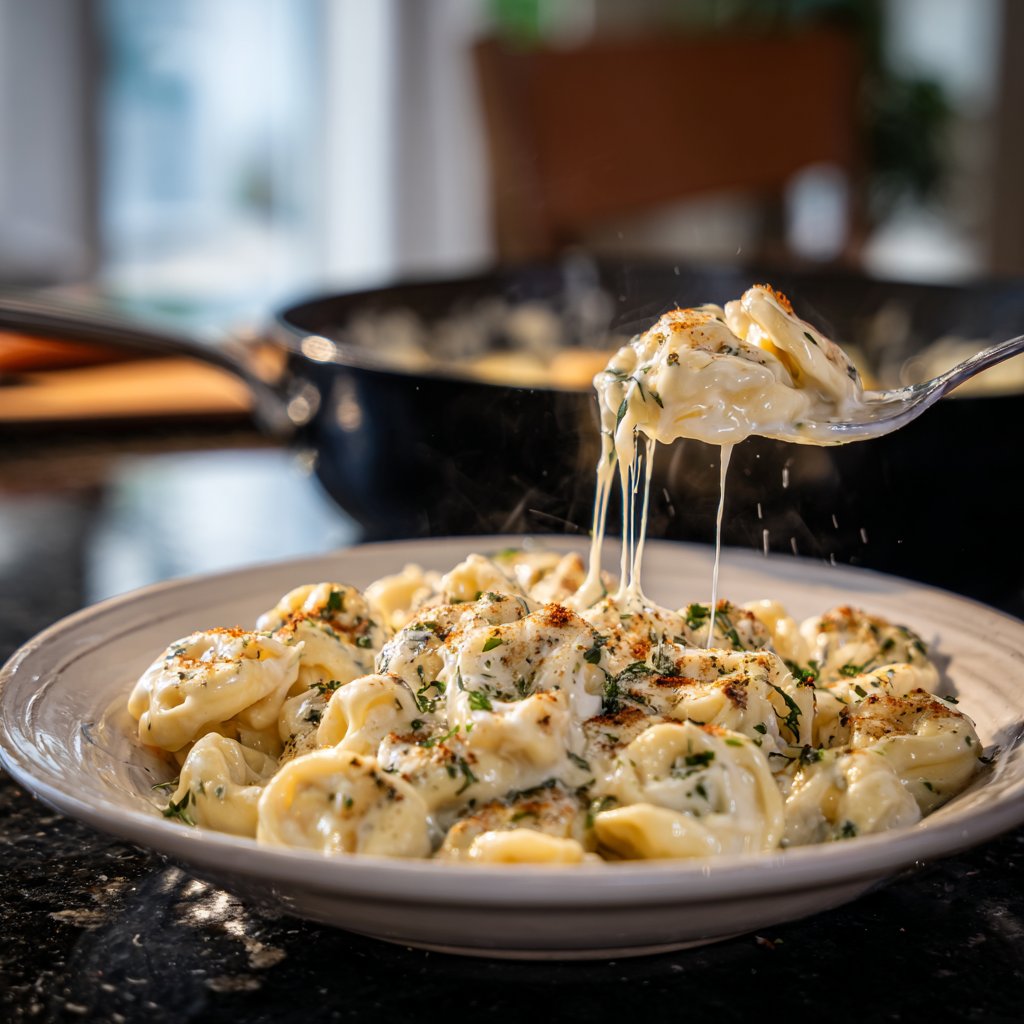 One Pot Creamy Garlic Tortellini Alfredo